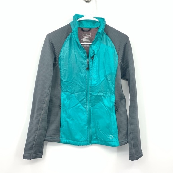 LL Bean Women Size XS Jacket Rain Zip Front Coat Blue Gray Fleece Lined Nylon - Picture 1 of 8
